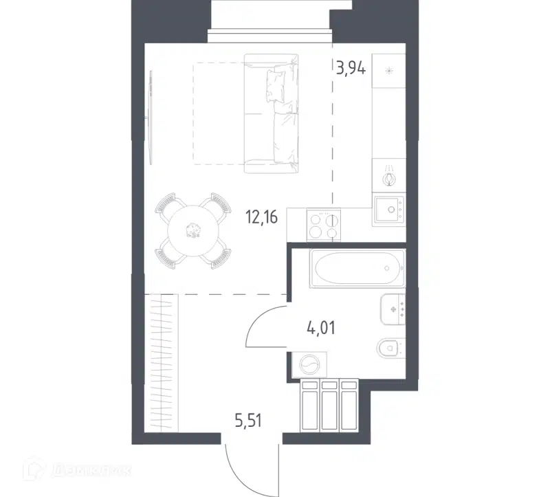 Студия 25.62 м² Тропарево Парк