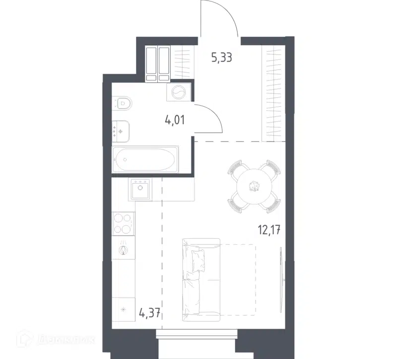 Студия 25.67 м² Тропарево Парк