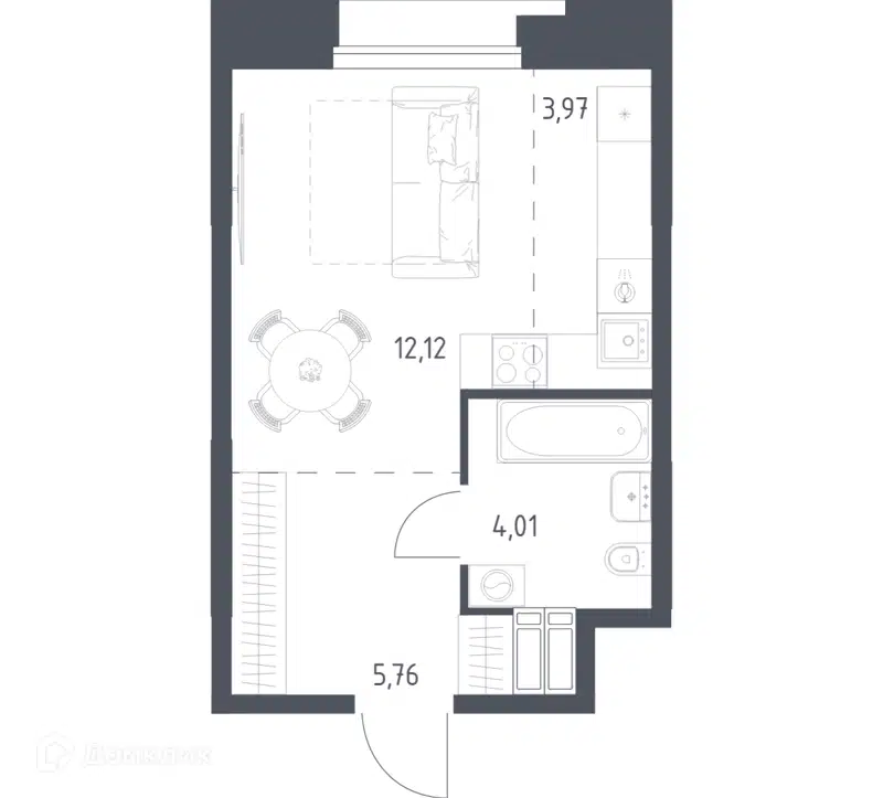 Студия 25.86 м² Тропарево Парк