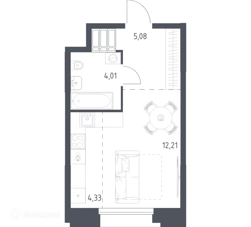 Студия 25.63 м² Тропарево Парк