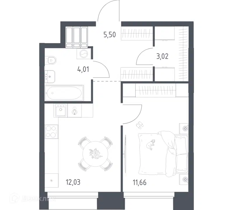 1-комнатные апартаменты 36.22 м² Тропарево Парк