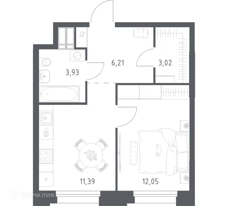 1-комнатные апартаменты 36.6 м² Тропарево Парк