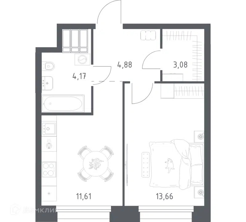 1-комнатные апартаменты 37.4 м² Тропарево Парк