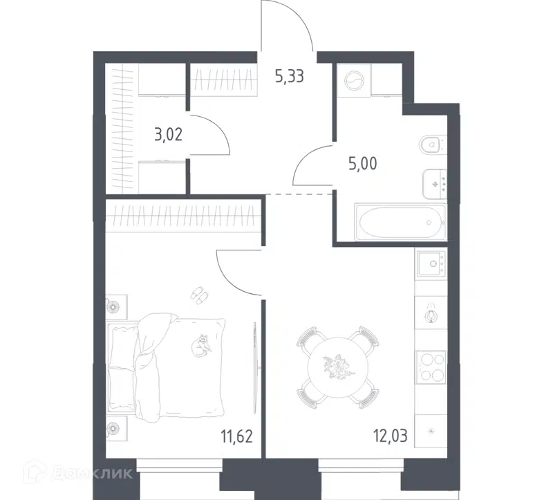 1-комнатные апартаменты 37 м² Тропарево Парк