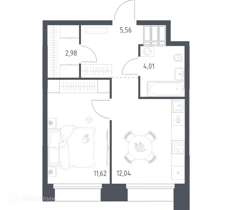 1-комнатные апартаменты 36.21 м² Тропарево Парк
