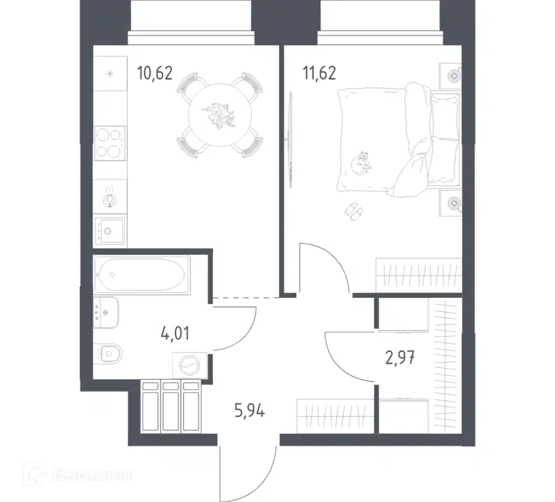 1-комнатные апартаменты 35.16 м² Тропарево Парк