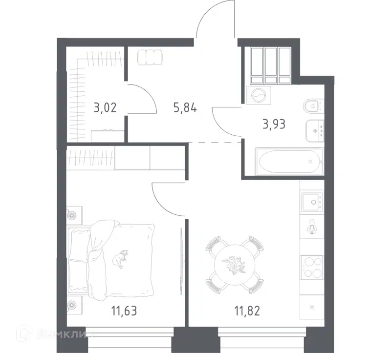 1-комнатные апартаменты 36.24 м² Тропарево Парк