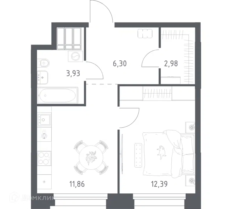 1-комнатные апартаменты 37.46 м² Тропарево Парк