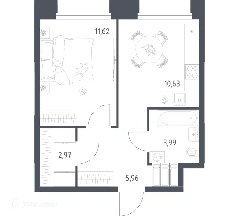 1-комнатные апартаменты 35.17 м² Тропарево Парк