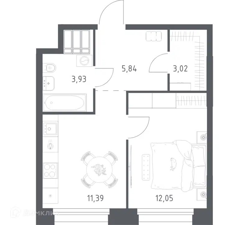 1-комнатные апартаменты 36.23 м² Тропарево Парк