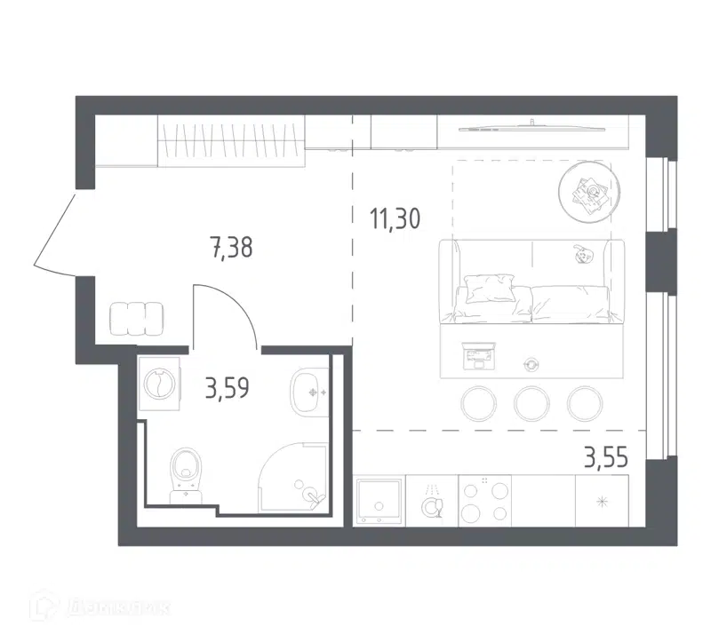 Студия 25.6 м² Остафьево