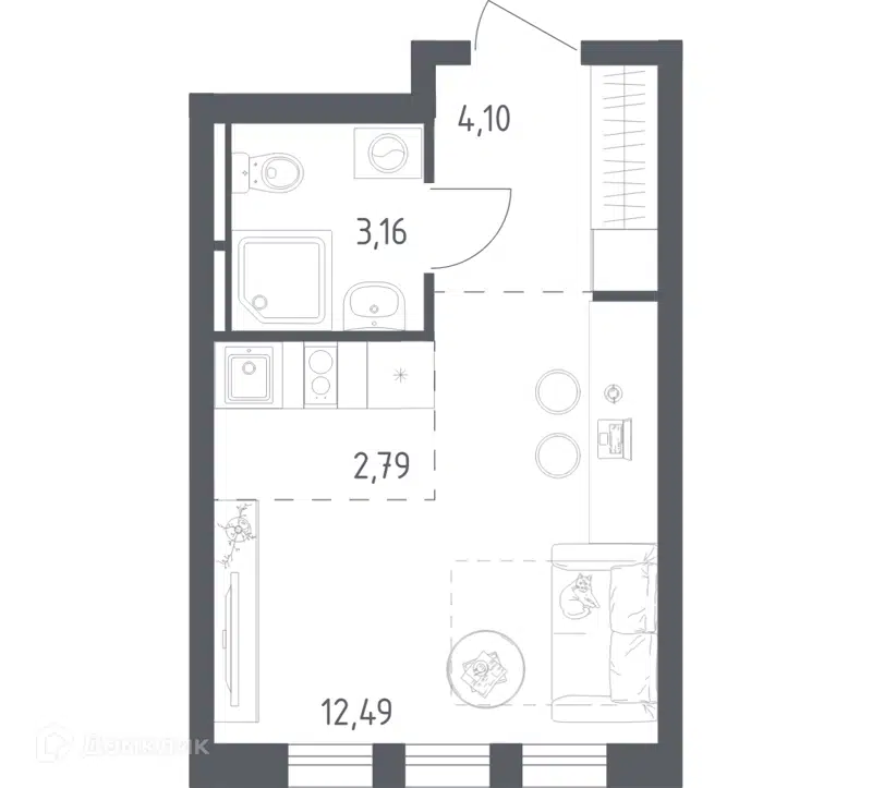 Студия 22.54 м² Остафьево