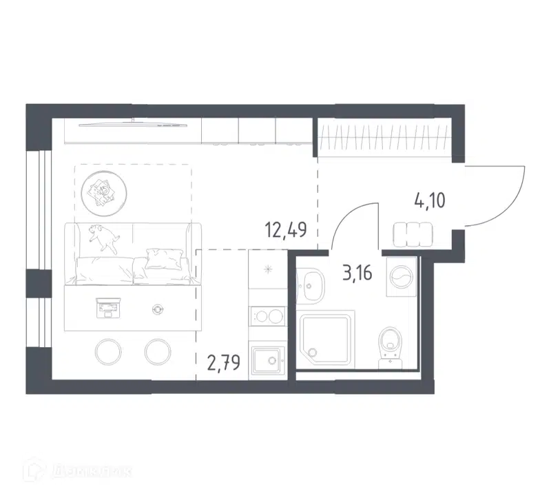 Студия 22.54 м² Остафьево