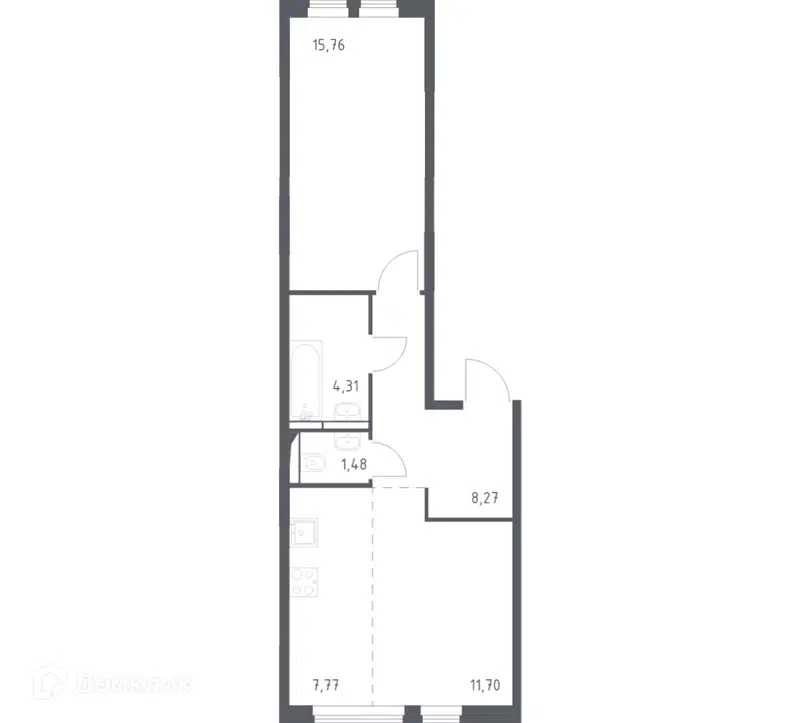 1-комнатная квартира 48.6 м² Остафьево