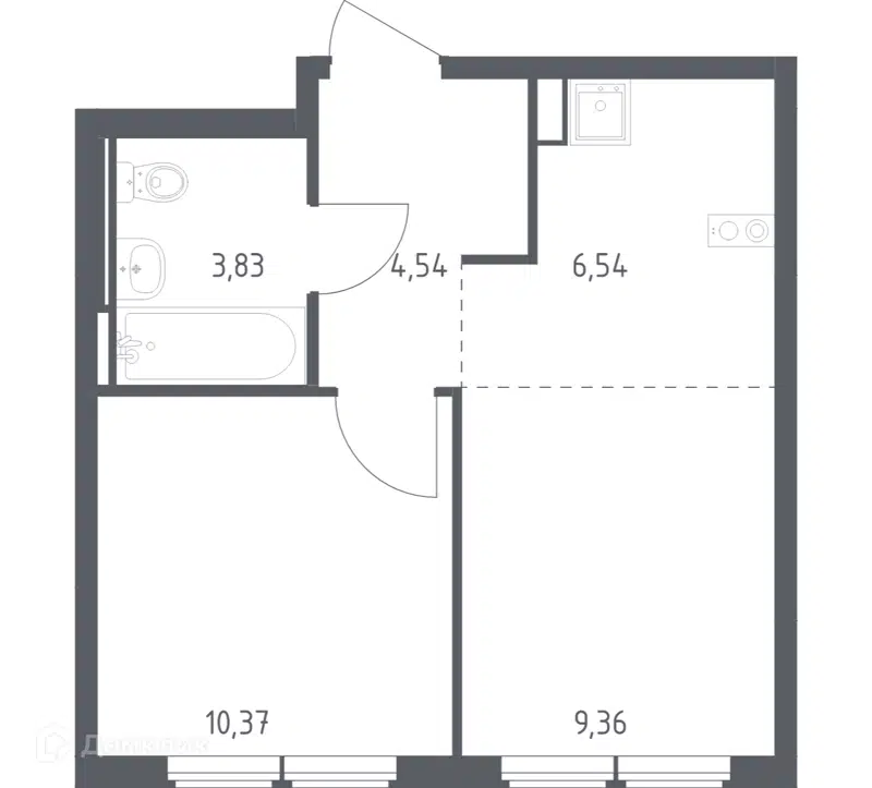 1-комнатная квартира 34.64 м² Остафьево