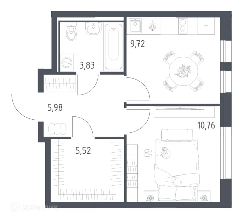 1-комнатная квартира 35.81 м² Остафьево