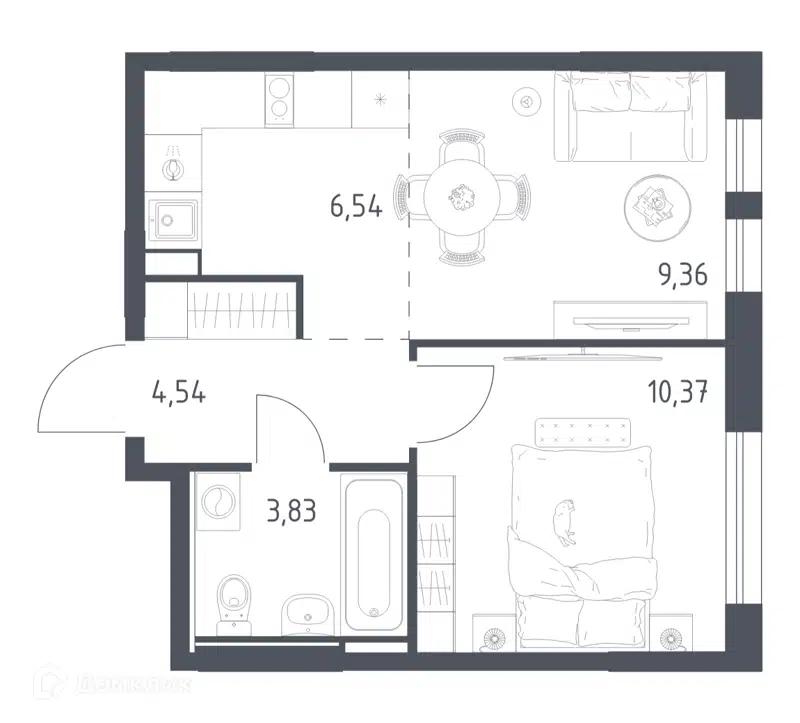 1-комнатная квартира 34.64 м² Остафьево