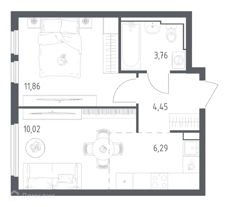 1-комнатная квартира 35.6 м² Остафьево