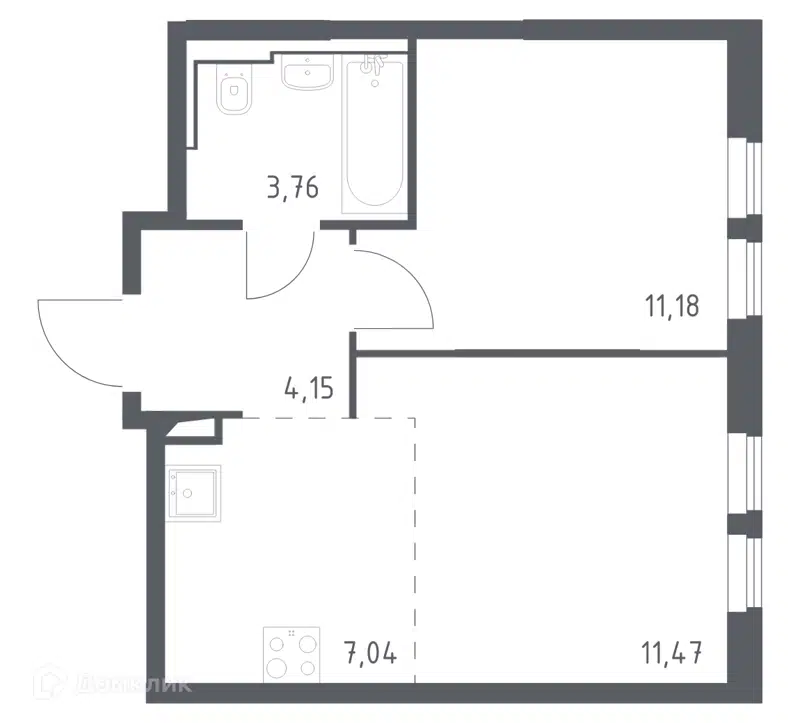 1-комнатная квартира 37.8 м² Остафьево