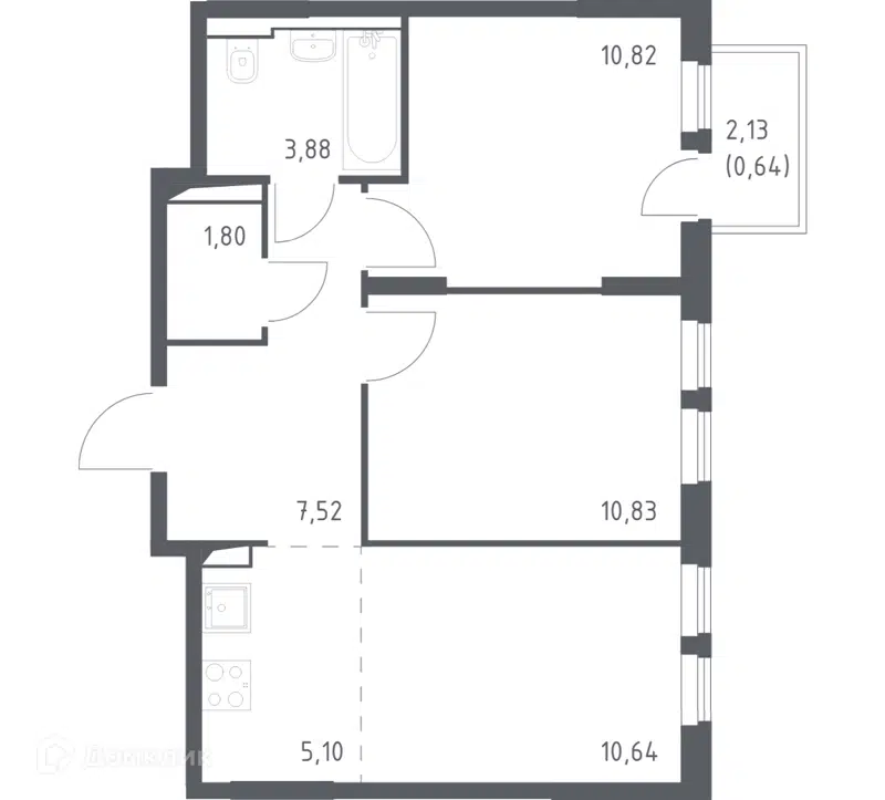 2-комнатная квартира 50.8 м² Остафьево