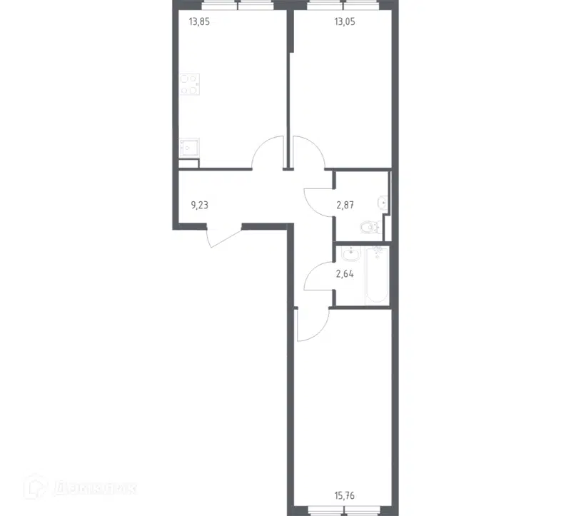 2-комнатная квартира 57.4 м² Остафьево