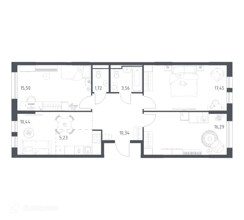 3-комнатная квартира 80.53 м² Остафьево