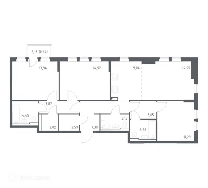 3-комнатная квартира 94.7 м² Остафьево