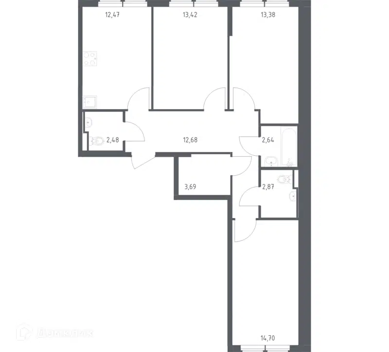 3-комнатная квартира 78.33 м² Остафьево