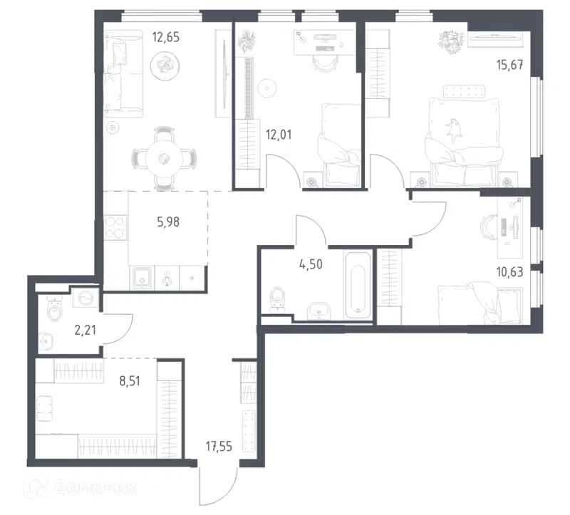 3-комнатная квартира 89.71 м² Остафьево