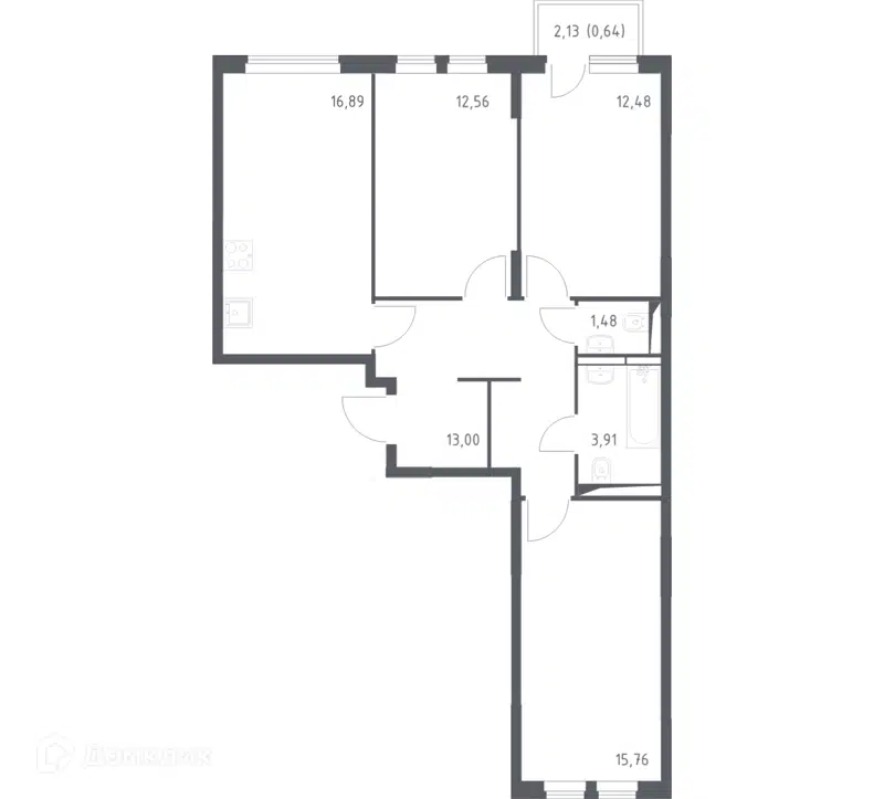 3-комнатная квартира 75.8 м² Остафьево