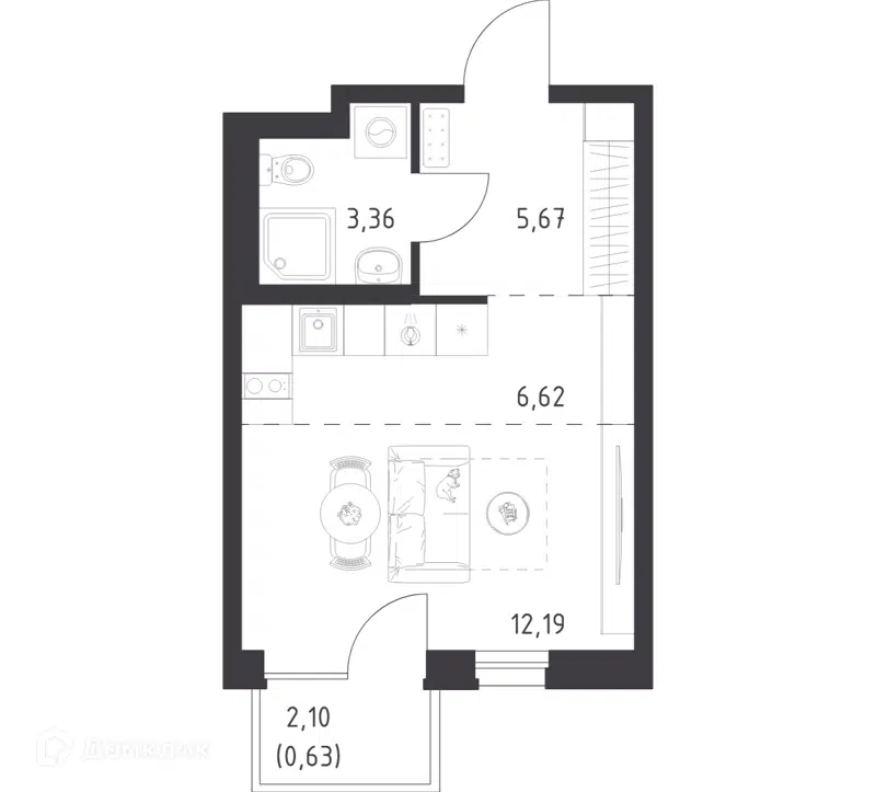 Студия 28.47 м² Новое Внуково