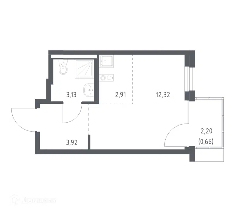 Студия 22.5 м² Новое Внуково