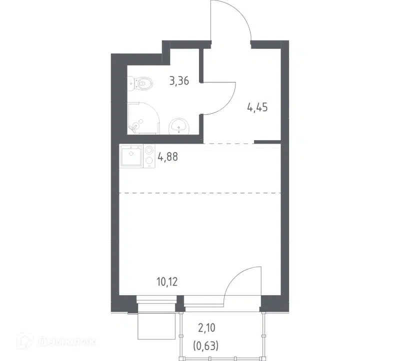 Студия 23.44 м² Новое Внуково