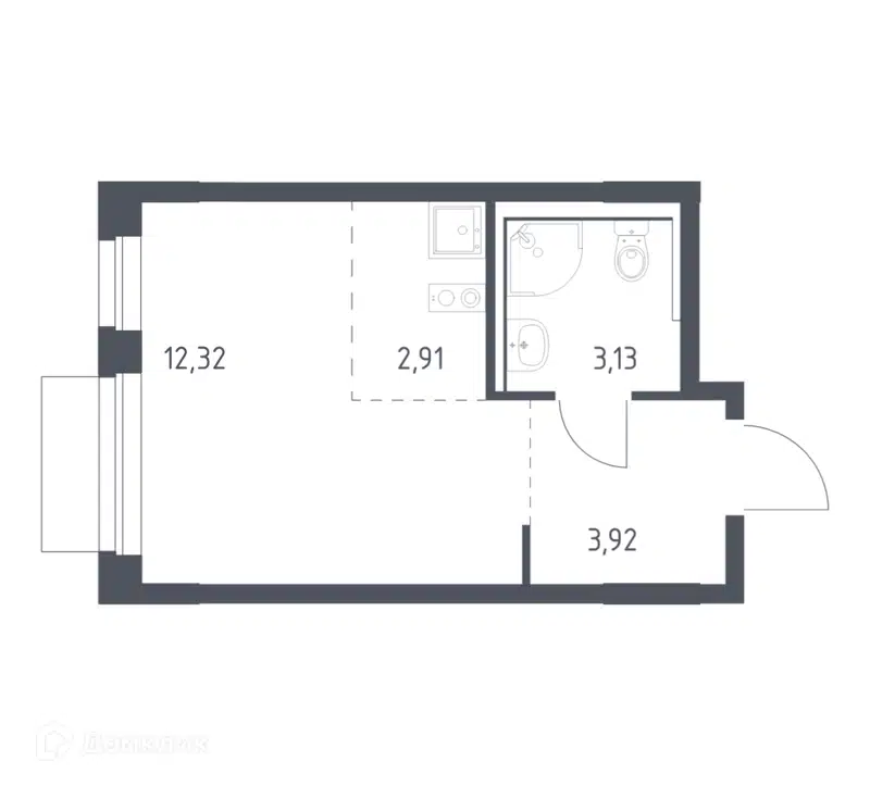 Студия 22.28 м² Новое Внуково