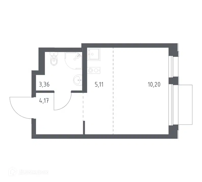 Студия 22.84 м² Новое Внуково