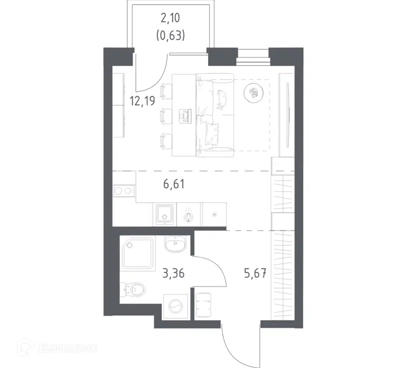 Студия 28.46 м² Новое Внуково