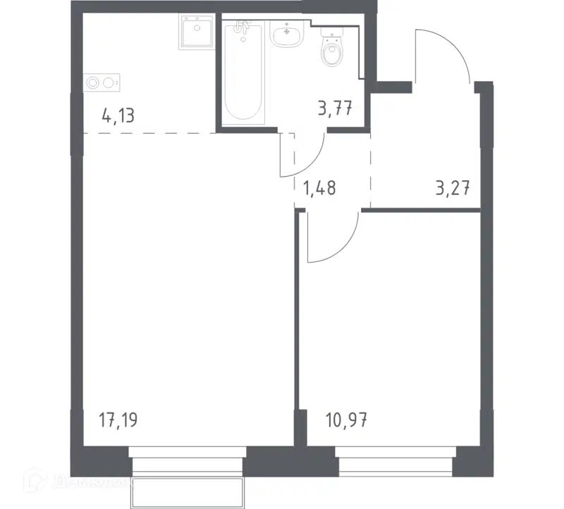 1-комнатная квартира 40.81 м² Новое Внуково