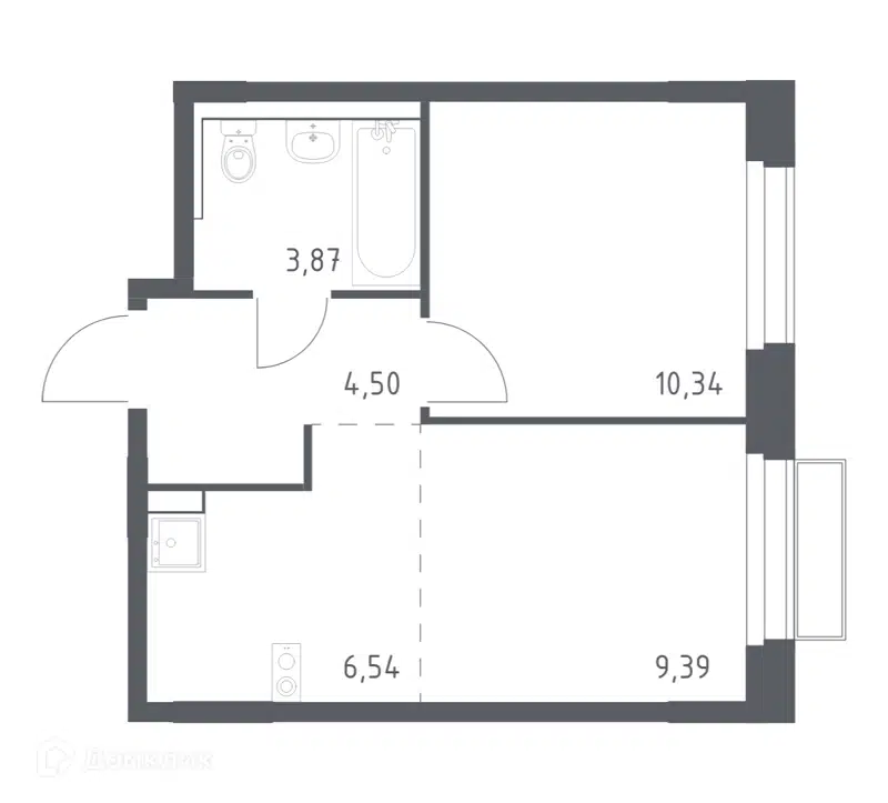 1-комнатная квартира 34.64 м² Новое Внуково