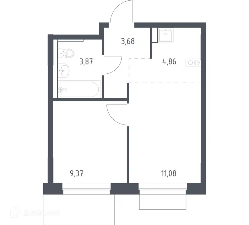 1-комнатная квартира 32.86 м² Новое Внуково