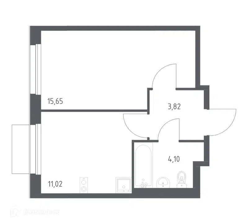 1-комнатная квартира 34.59 м² Новое Внуково