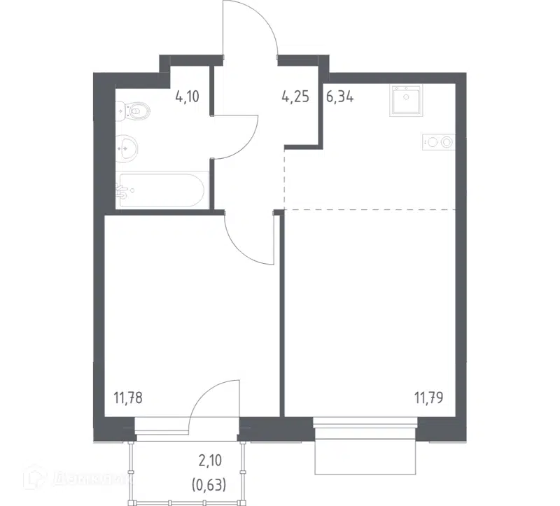 1-комнатная квартира 38.89 м² Новое Внуково