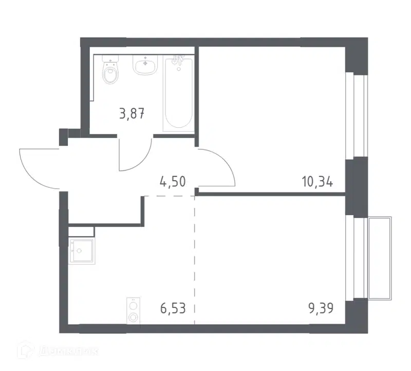 1-комнатная квартира 34.63 м² Новое Внуково