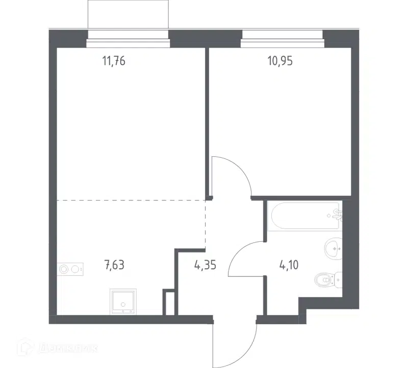 1-комнатная квартира 38.79 м² Новое Внуково