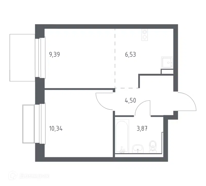 1-комнатная квартира 34.63 м² Новое Внуково