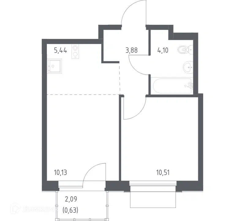 1-комнатная квартира 34.69 м² Новое Внуково