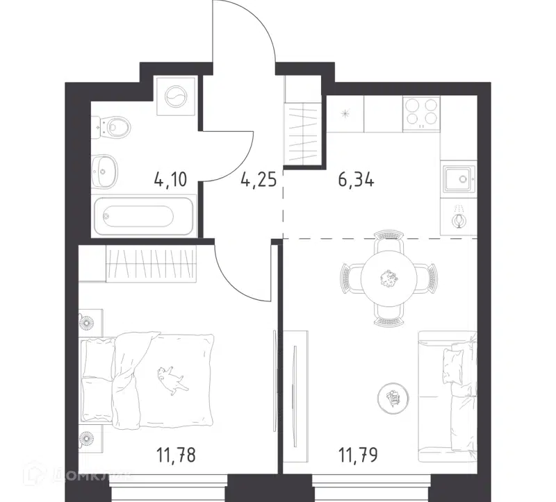 1-комнатная квартира 38.26 м² Новое Внуково