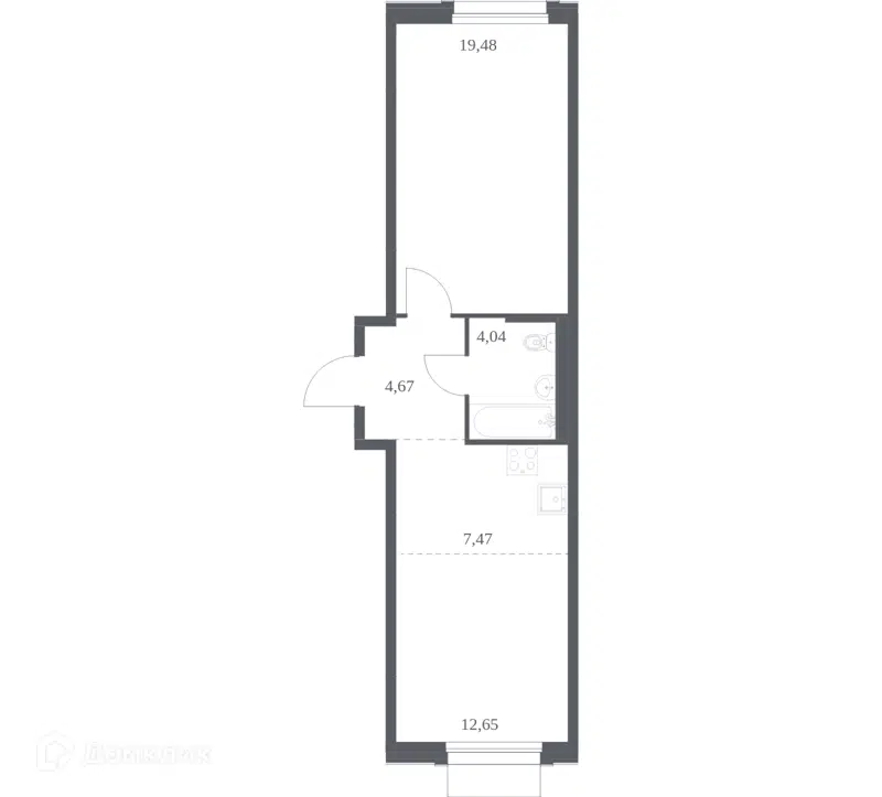 1-комнатная квартира 48.31 м² Новое Внуково