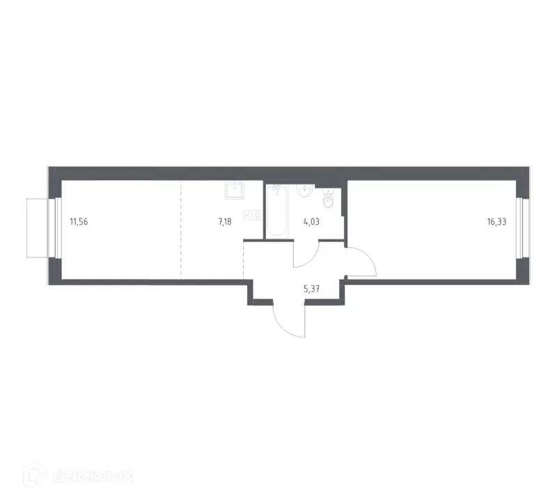 1-комнатная квартира 44.47 м² Новое Внуково