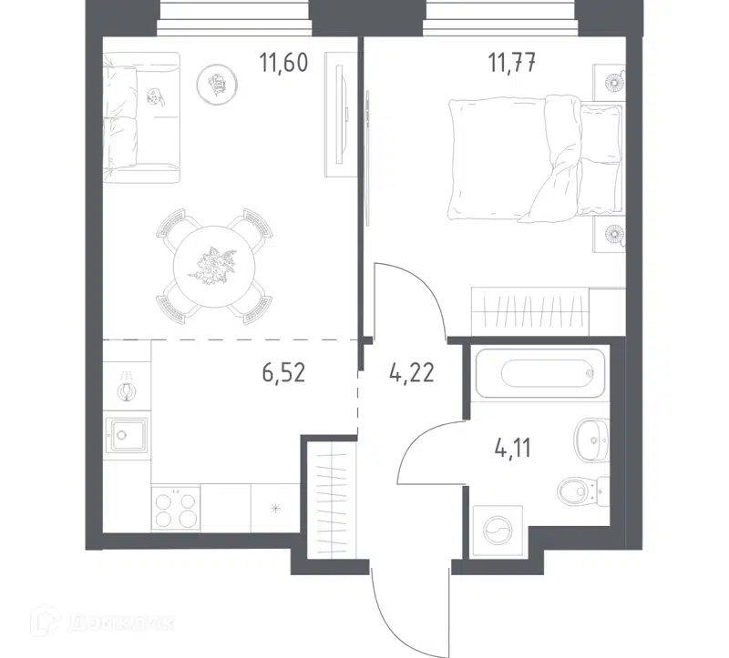 1-комнатная квартира 38.22 м² Новое Внуково