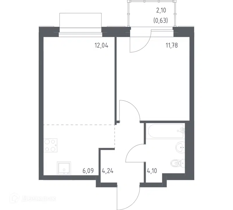 1-комнатная квартира 38.88 м² Новое Внуково